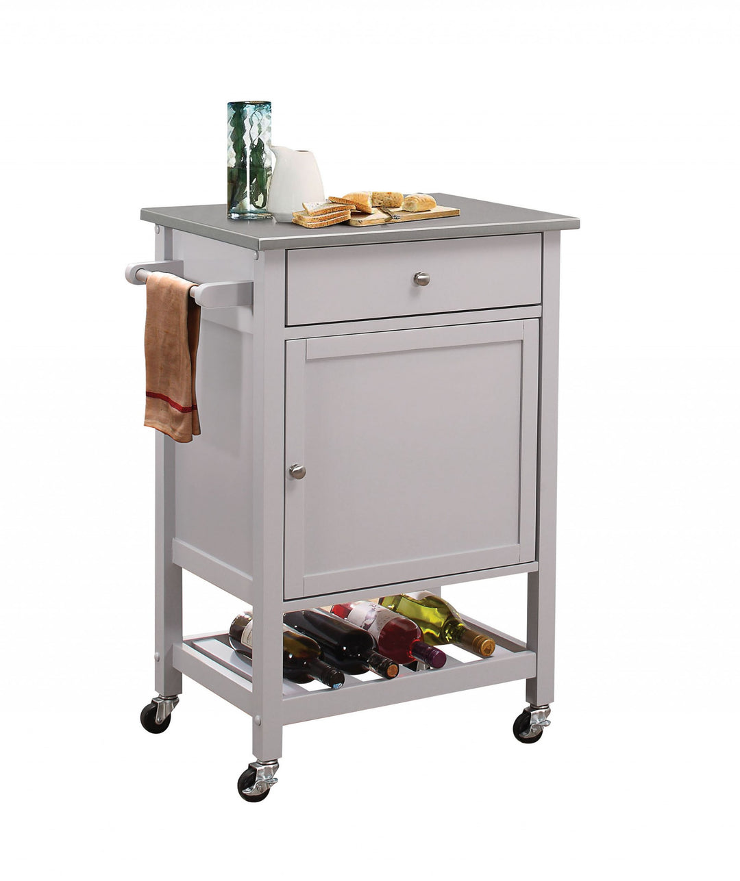 Stainless Steel And Gray Kitchen Cart