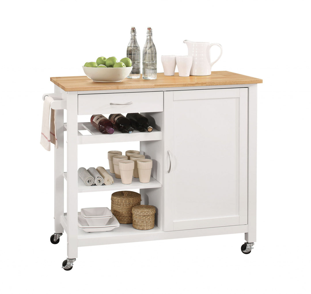 Natural And White Kitchen Island