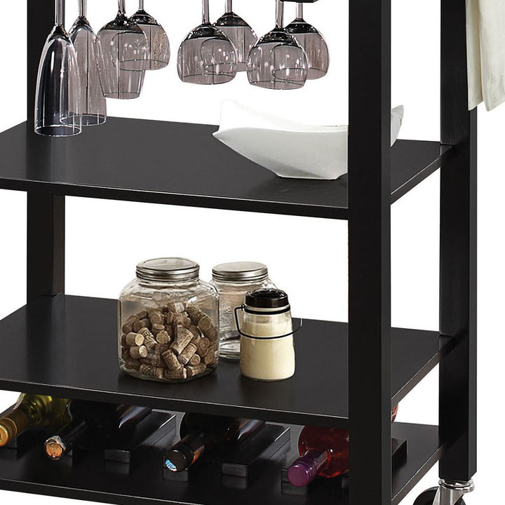 Natural And Black Kitchen Cart