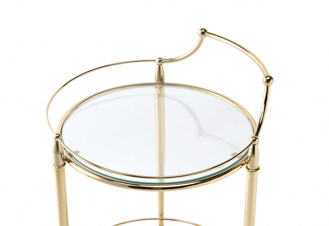 Gold And Clear Glass Bar Cart
