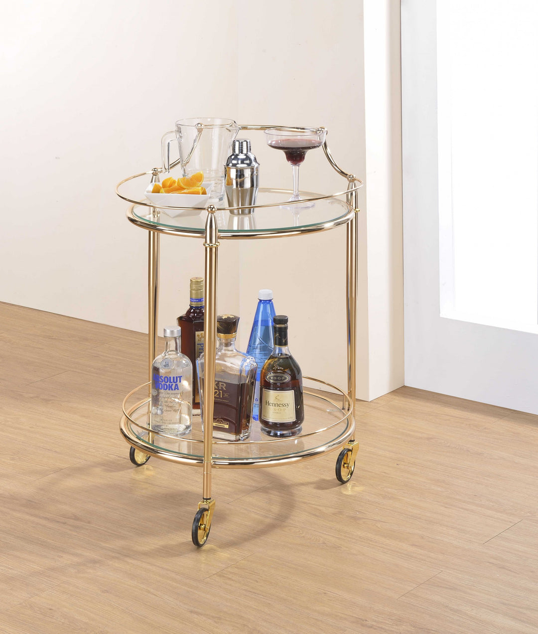 Gold And Clear Glass Bar Cart