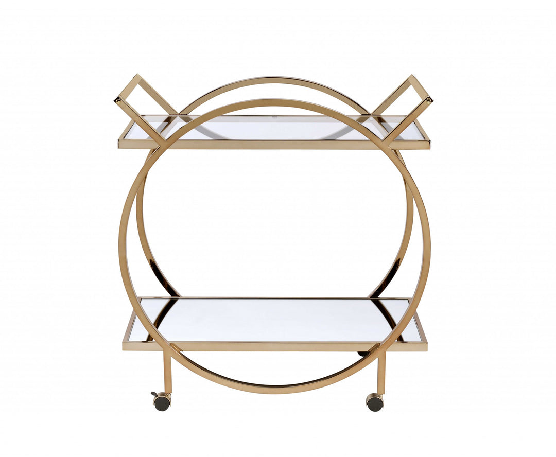 Champagne Metal Tube Bar Cart