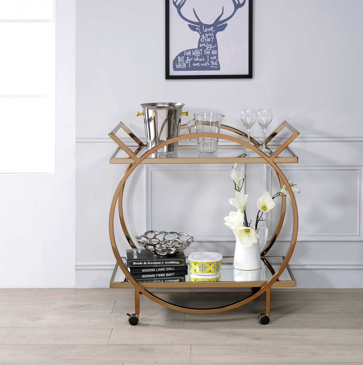 Champagne Metal Tube Bar Cart