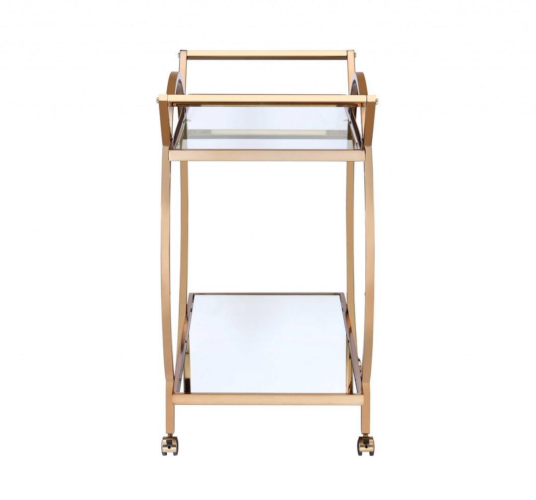 Champagne Metal Tube Bar Cart