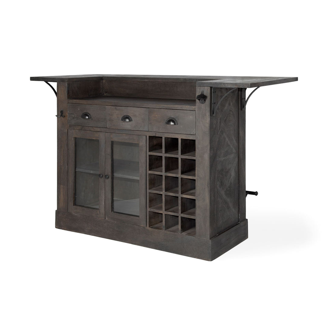 Gray Solid Wood Kitchen Island With Wine Bottle Storage Gray Solid Wood Kitchen Island With Wine Bottle Storage