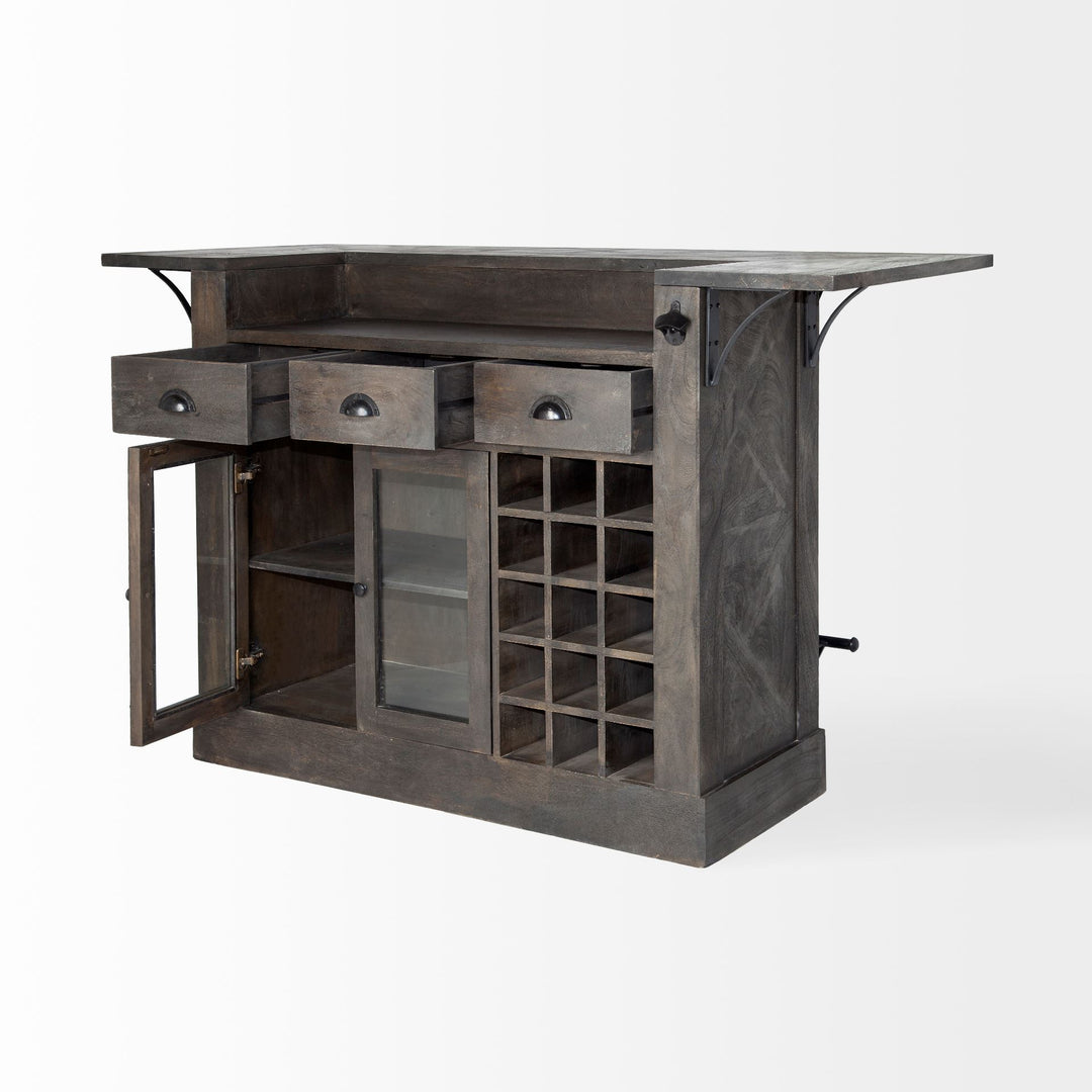 Gray Solid Wood Kitchen Island With Wine Bottle Storage Gray Solid Wood Kitchen Island With Wine Bottle Storage