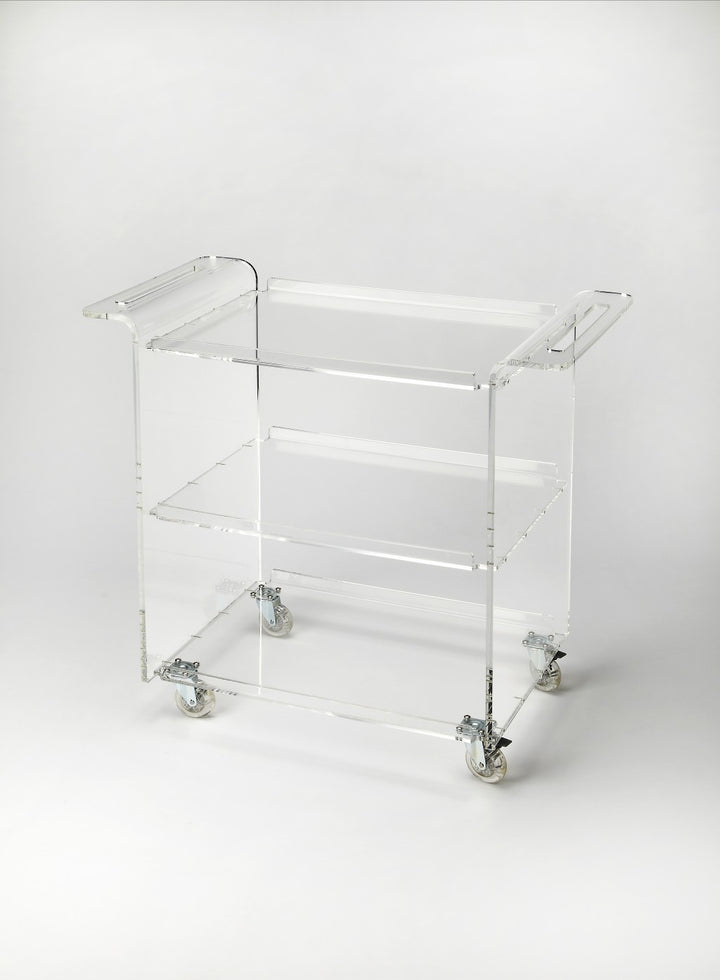 Clear Acrylic Rolling Bar Cart